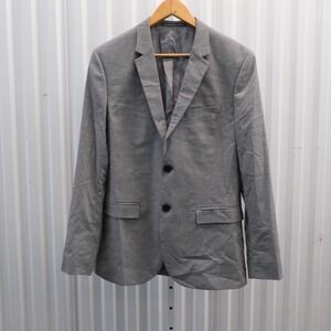H&M Skinny Fit Suit Jacket Blazer Mens Grey Wool Blend Formal Business 40R